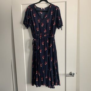 Blue dress with red floral detail, Old Navy, XL